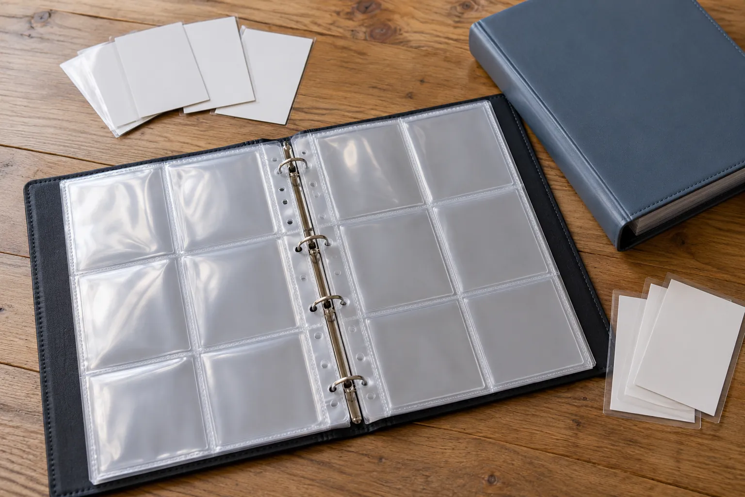 Illustration: An empty collecting album and blank backing cards.