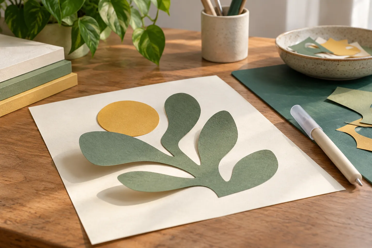 Illustration: An abstract paper cut beside a capped craft knife.