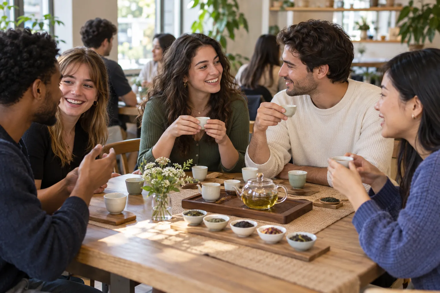 Young adults take part in casual tasting event for singles.